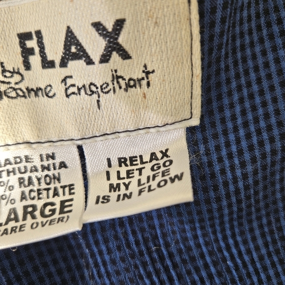 Flax By Jeanne Engelhart Lagenlook Long Sleeve Button Dress Navy size Large - Picture 15 of 15